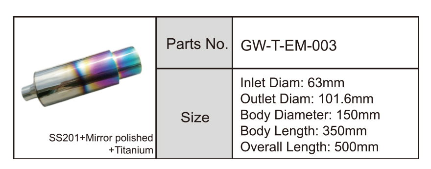 silenciador de escape de titanio